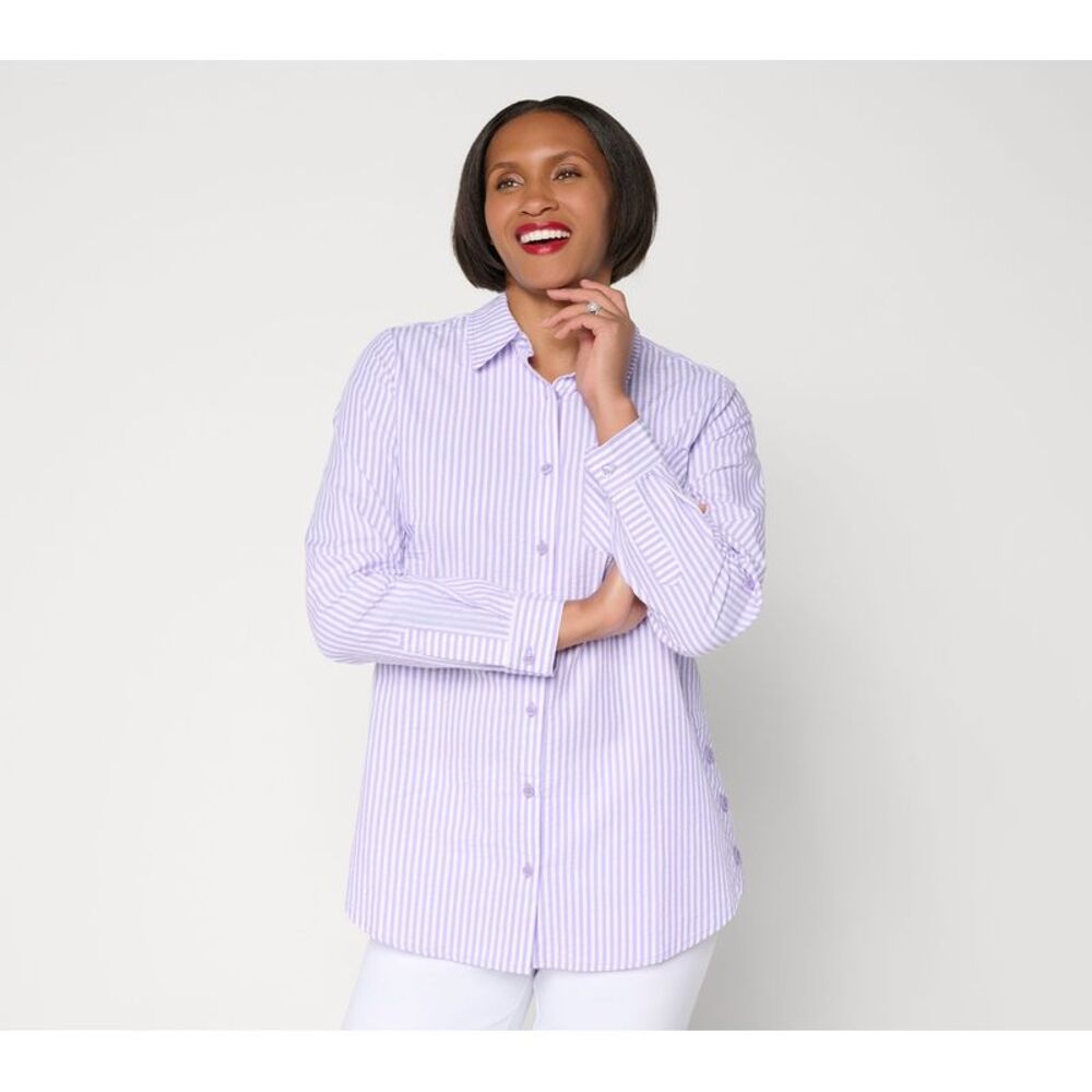Joan Rivers Classics Collection Women's Top Plus Sz 2X Seersucker Purple